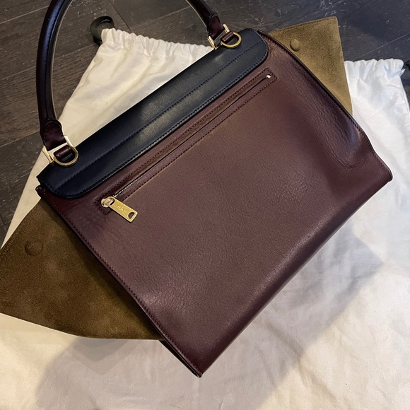 CELINE Phoebe Philo Trapeze Trapeze bag handbag tri color blue brown burgundy - Picture 4 of 16